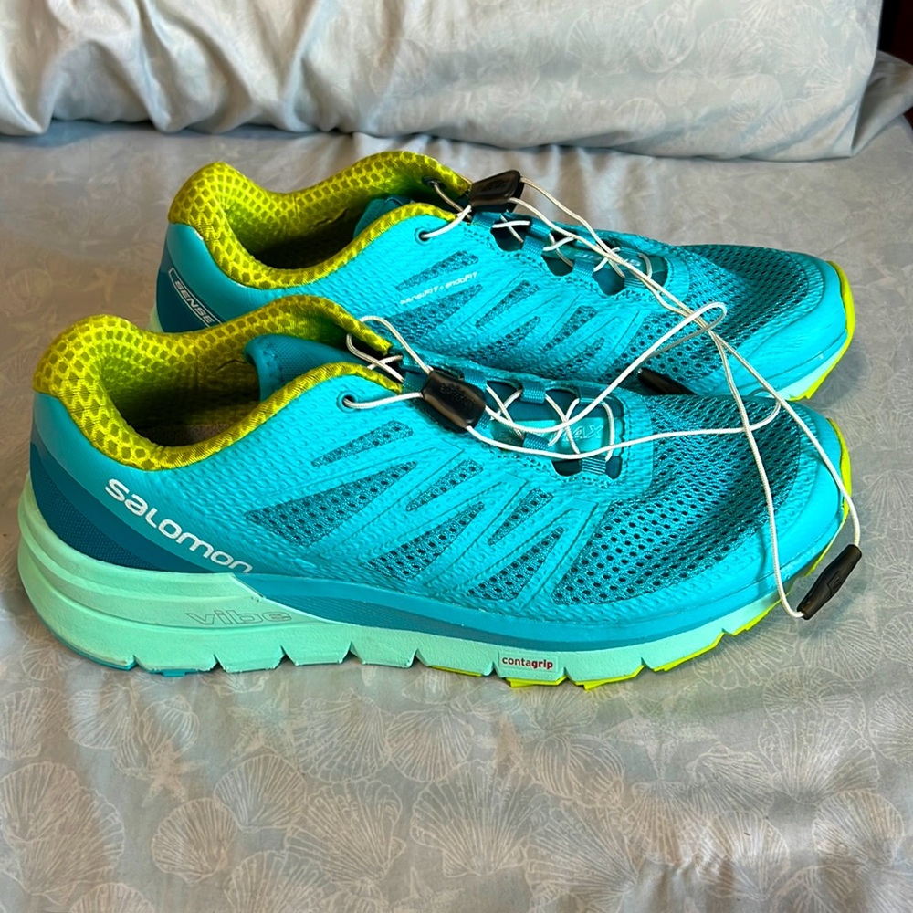 Salomon Sense Pro Max trail running shoes vibe technology womens 9
